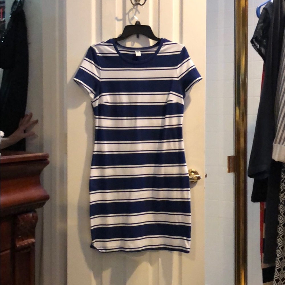 Old navy navy and white striped knit dress